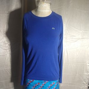 Vintage Lacoste Long Sleeve Royal Blue Knit Embroidered Applique Alligator Top.